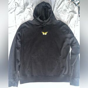 Brandy Melville Oversized Black Hoodie with Butterfly Embroidery
